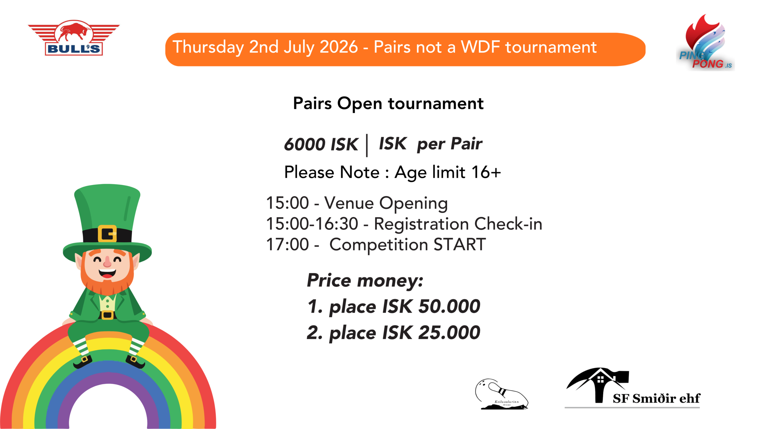 Fimmtudagur - Tvímenningur skráning / Thursday Pairs Open - Registration
